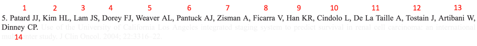 Max number of authors followed by et al